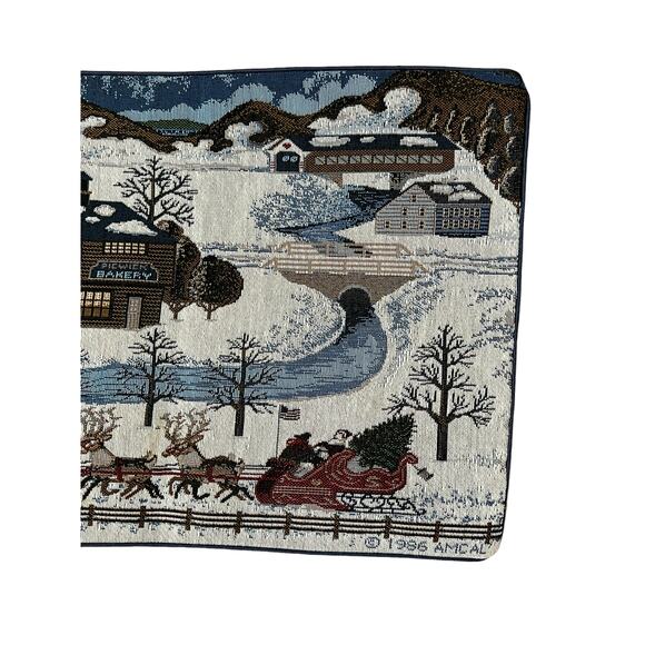 Charles Wysocki tapestry table santa's Coming to Town vintage 1986 AMC A L - Picture 5 of 10